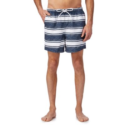 Navy stripe print swim shorts